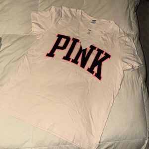 Victoria’s secret PINK vintage v cut uot tshirt tee size large peach wom…